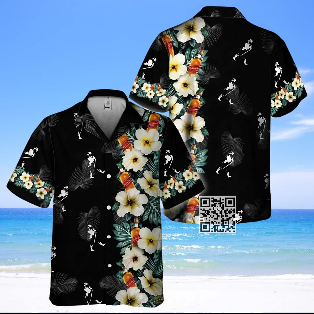 Johnnie Walker Hawaiian Shirt Half Flower Side Best Beach Gift