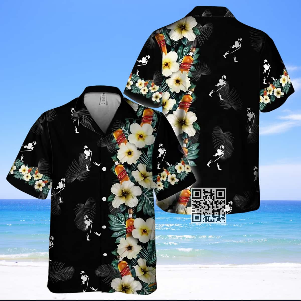 Johnnie Walker Hawaiian Shirt Half Flower Side Best Beach Gift Johnnie Walker Hawaiian Shirt Half Flower Side Best Beach Gift