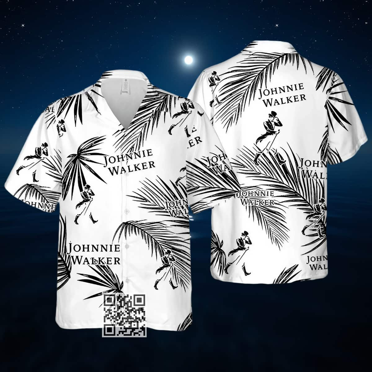 Aloha Johnnie Walker Hawaiian Shirt Palm Leaves Pattern