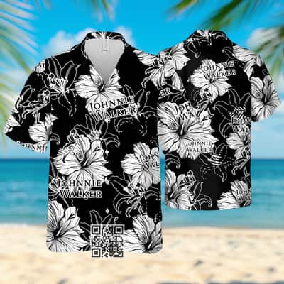 Johnnie Walker Whisky Hawaiian Shirt Hibiscus Flower Pattern Johnnie Walker Whisky Hawaiian Shirt Hibiscus Flower Pattern