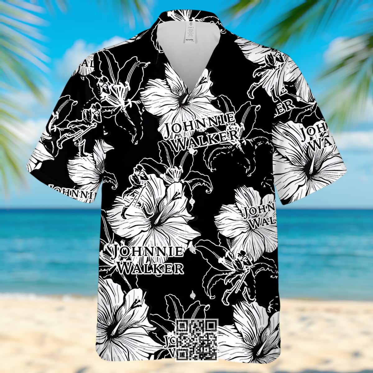 Johnnie Walker Whisky Hawaiian Shirt Hibiscus Flower Pattern Johnnie Walker Whisky Hawaiian Shirt Hibiscus Flower Pattern