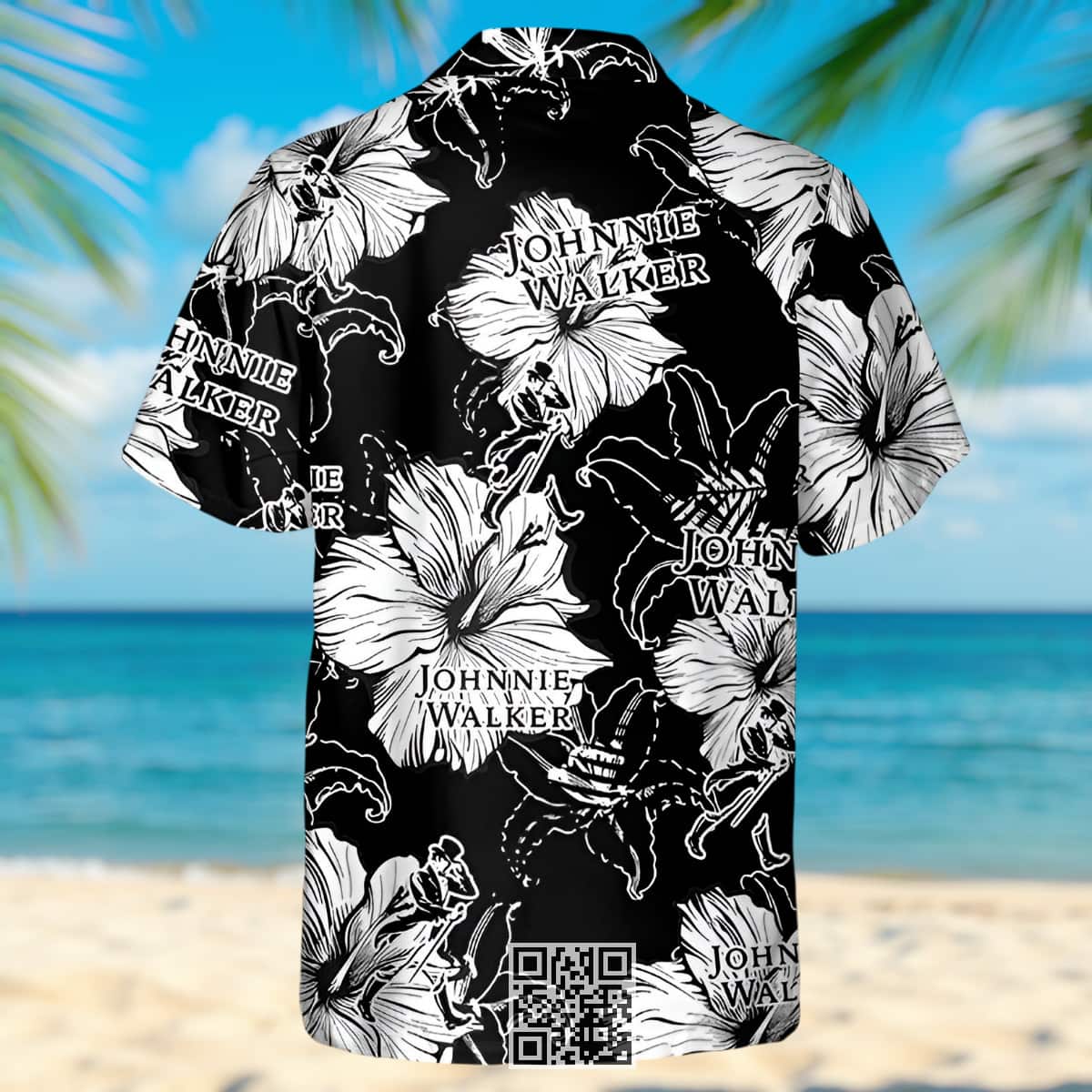 Johnnie Walker Whisky Hawaiian Shirt Hibiscus Flower Pattern Johnnie Walker Whisky Hawaiian Shirt Hibiscus Flower Pattern