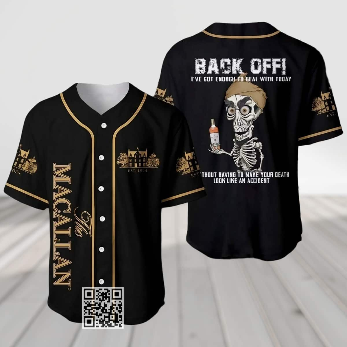 Macallan Whiskey Baseball Jersey Back Off Skeleton