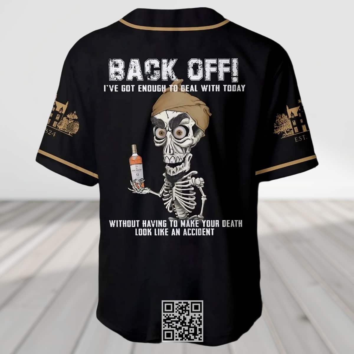 Macallan Whiskey Baseball Jersey Back Off Skeleton Macallan Whiskey Baseball Jersey Back Off Skeleton