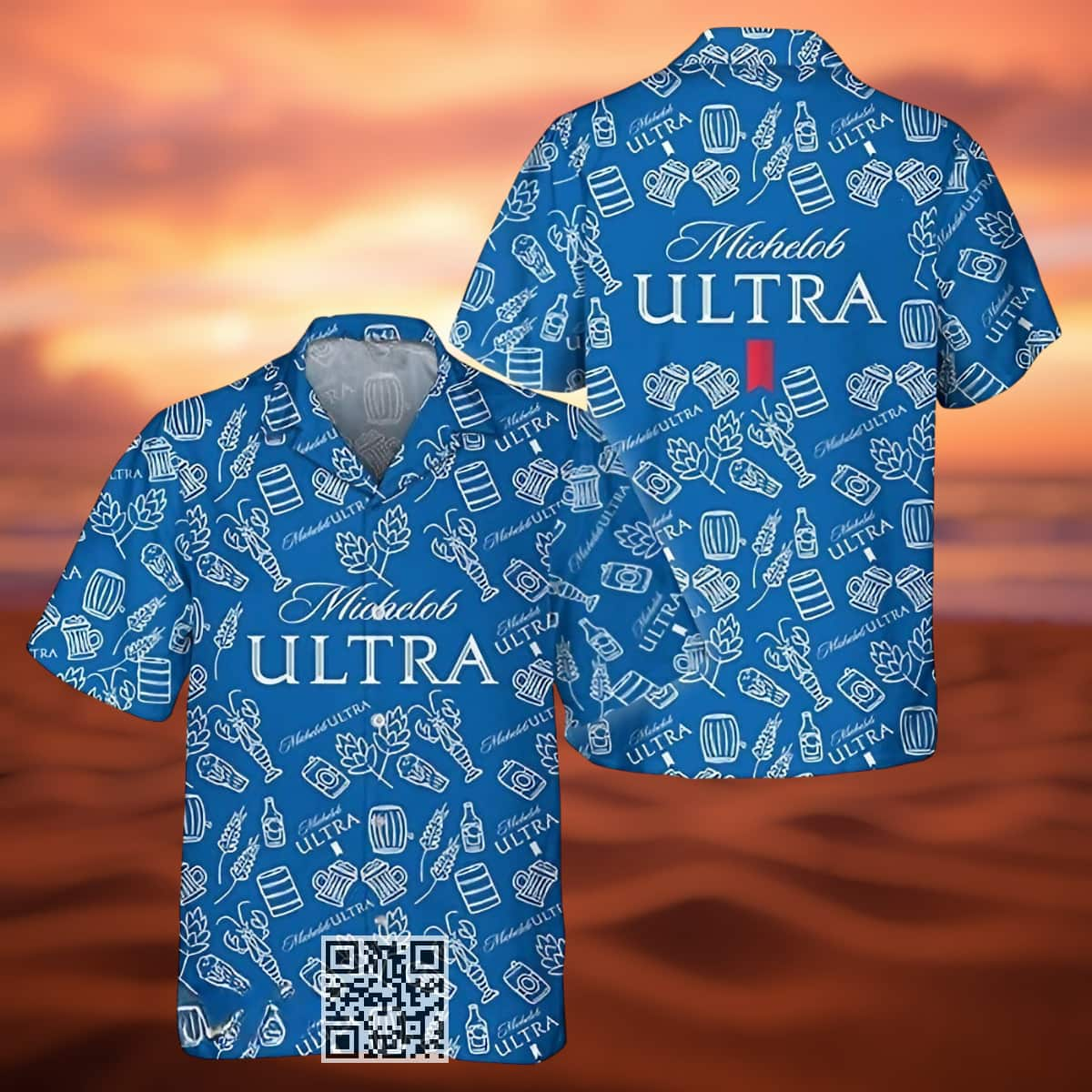 Michelob ULTRA Beer Hawaiian Shirt Doodle Art