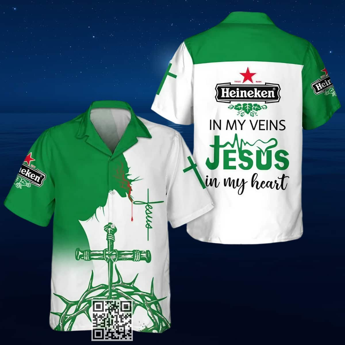 Heineken In My Veins Hawaiian Shirt Jesus In My Heart