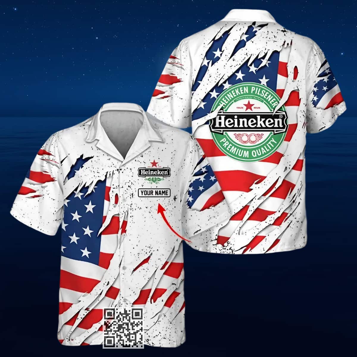 Personalized American Heineken Hawaiian Shirt Custom Name Personalized American Heineken Hawaiian Shirt Custom Name