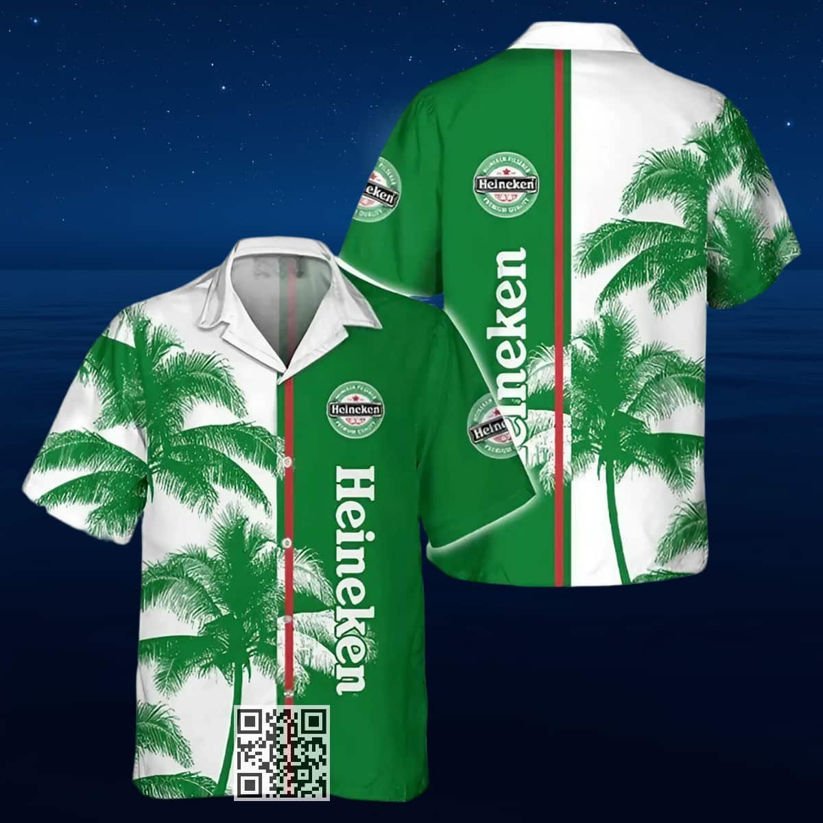 Heineken Beer Hawaiian Shirt Palm Tree