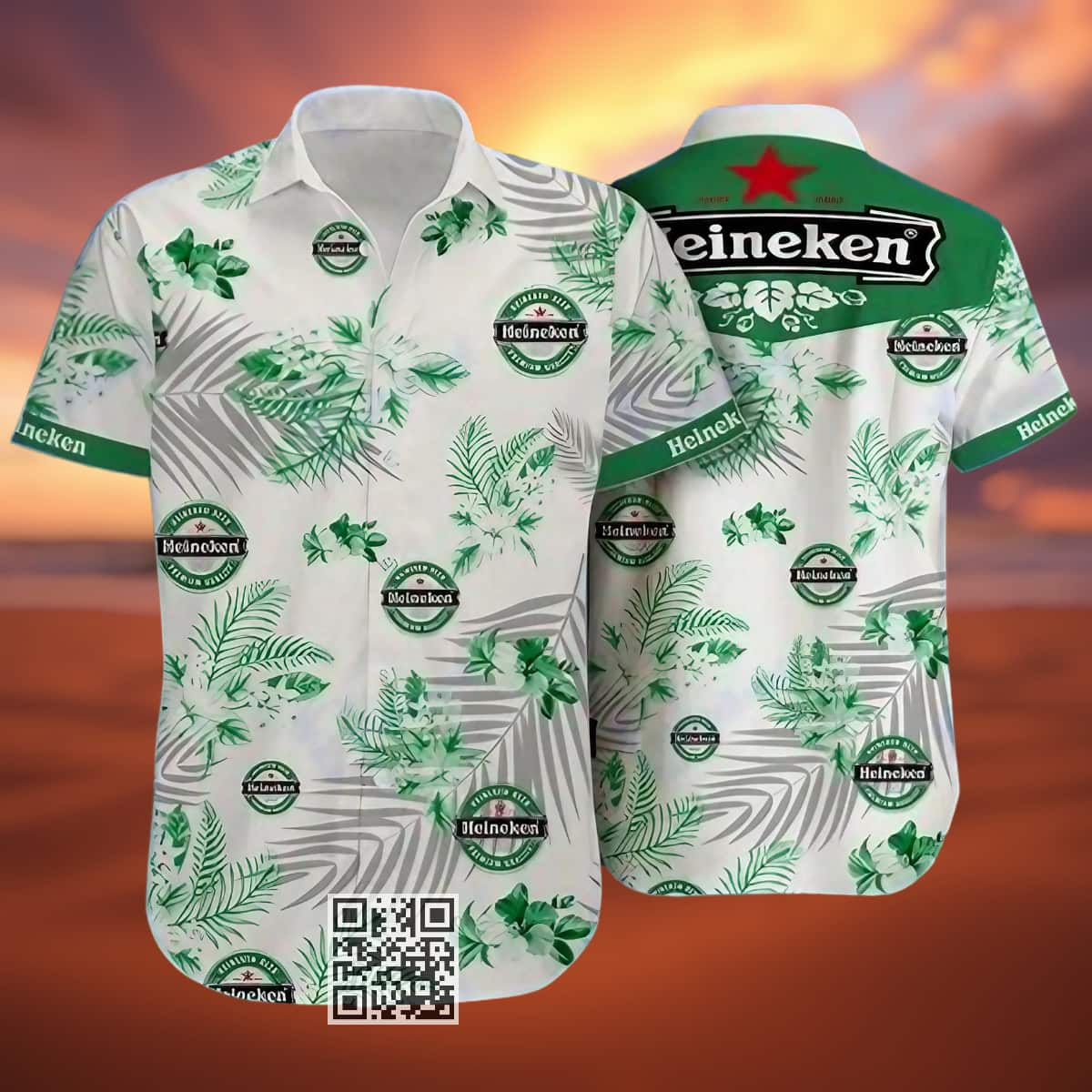 Aloha Heineken Hawaiian Shirt Tropical Flower Pattern