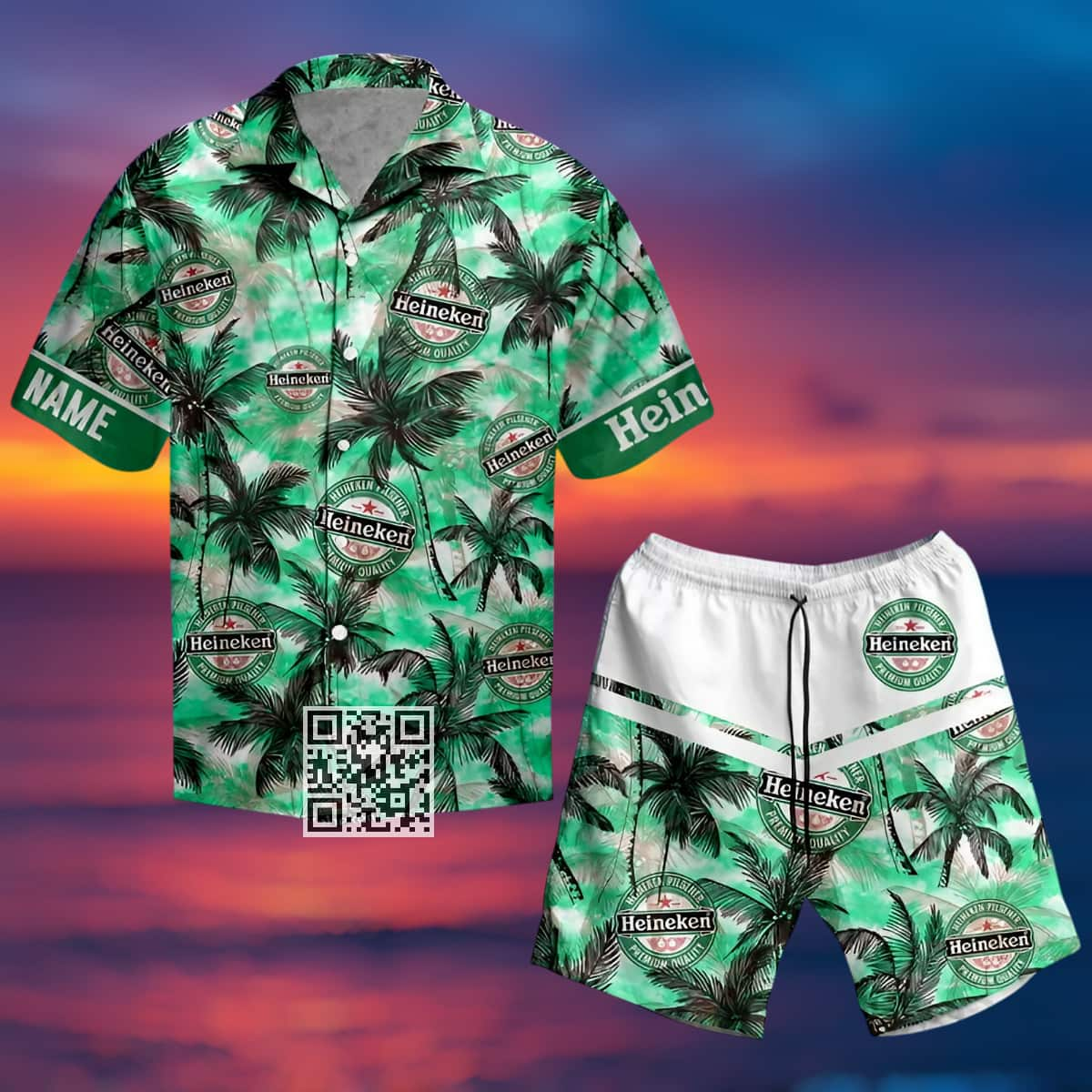 Personalized Heineken Beer Hawaiian Shirt Tropical Palm Tree Custom Name