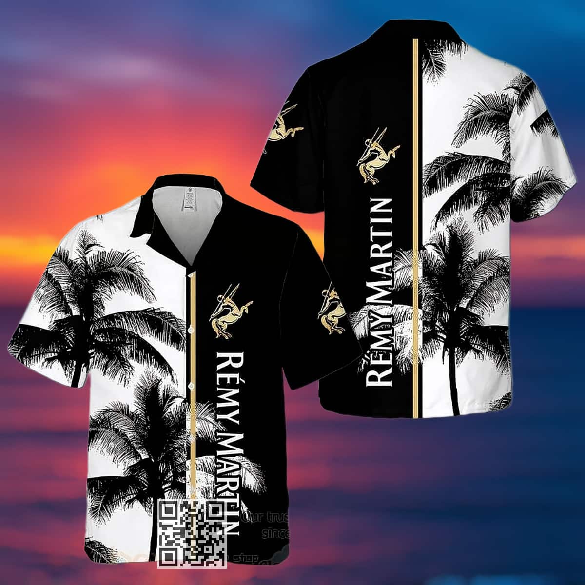 Vintage Remy Martin Hawaiian Shirt Coconut Tree Pattern Vintage Remy Martin Hawaiian Shirt Coconut Tree Pattern