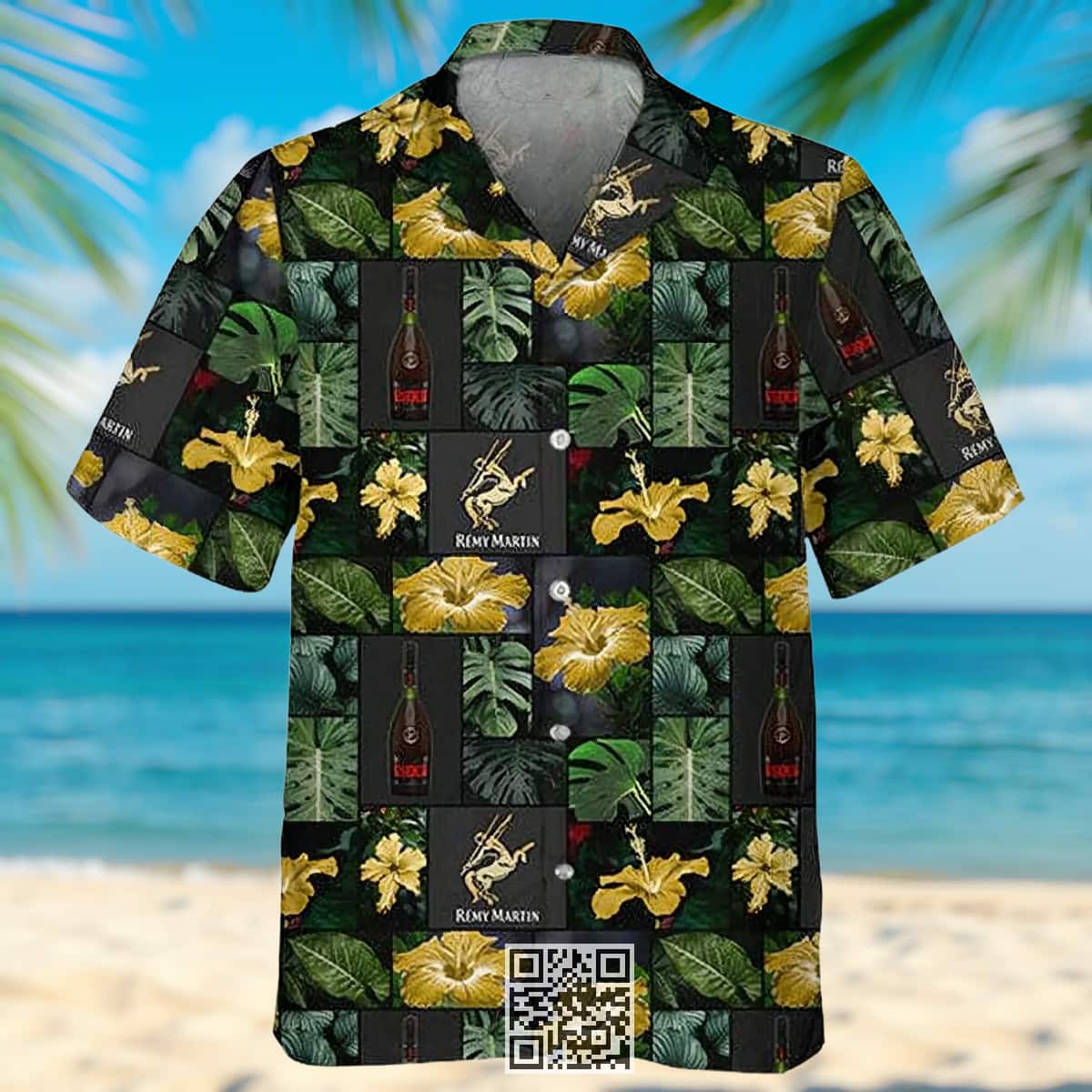 Remy Martin Hawaiian Shirt Hibiscus Flower Palm Leaf Pattern Remy Martin Hawaiian Shirt Hibiscus Flower Palm Leaf Pattern