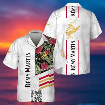 White Remy Martin Hawaiian Shirt Tropical Flower White Remy Martin Hawaiian Shirt Tropical Flower