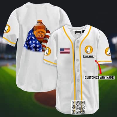 White Bundaberg Baseball Jersey US Flag Custom Name