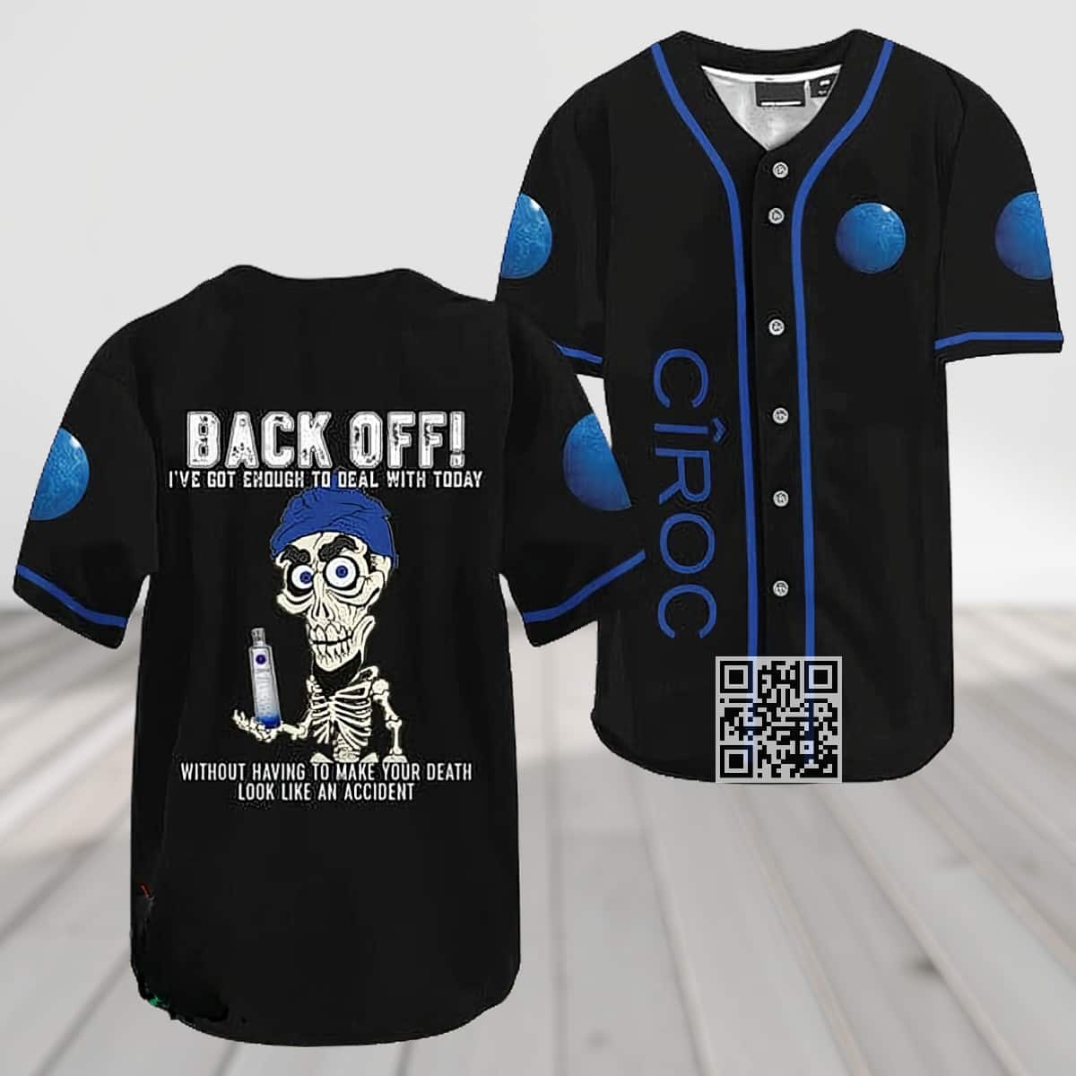 Black Achmed Back Off With Ciroc Vodka Baseball Jersey Black Achmed Back Off With Ciroc Vodka Baseball Jersey