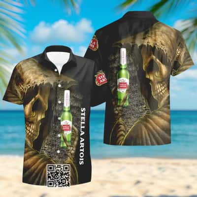 Horror Skull Stella Artois Beer Hawaiian Shirt Horror Skull Stella Artois Beer Hawaiian Shirt