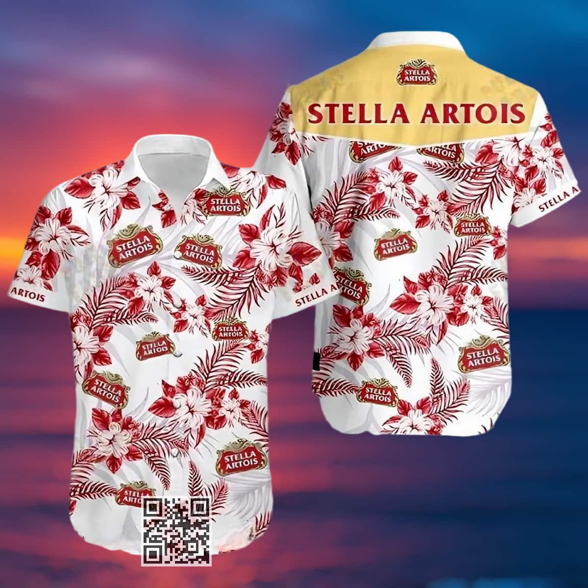 Stella Artois Hawaiian Shirt Tropical Flower Pattern Stella Artois Hawaiian Shirt Tropical Flower Pattern