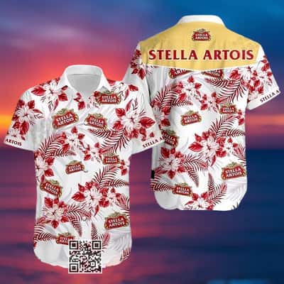 Stella Artois Hawaiian Shirt Tropical Flower Pattern Stella Artois Hawaiian Shirt Tropical Flower Pattern