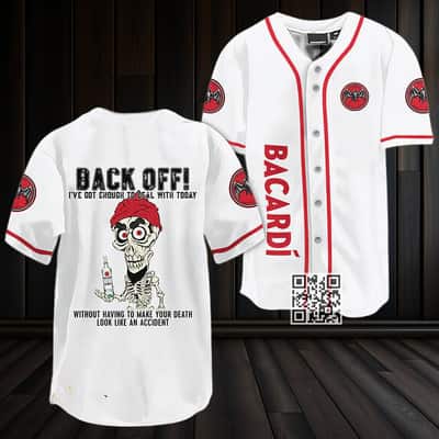 White Achmed Back Off With Bacardi Rum Baseball Jersey