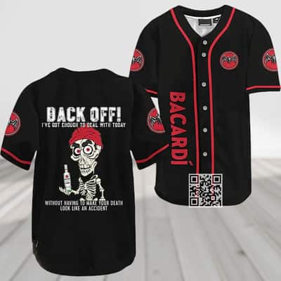 Black Achmed Back Off With Bacardi Rum Baseball Jersey