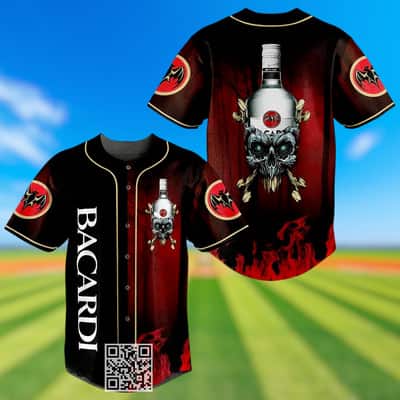 Skull With Bacardi Baseball Jersey Best Beach Gift Skull With Bacardi Baseball Jersey Best Beach Gift