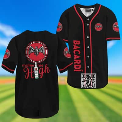 Black Bacardi Rum Baseball Jersey Makes Me High Black Bacardi Rum Baseball Jersey Makes Me High
