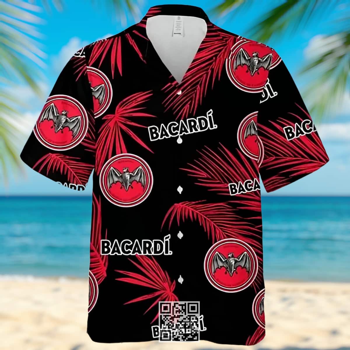 Bacardi Hawaiian Shirt Palm Leaves Pattern Bacardi Hawaiian Shirt Palm Leaves Pattern