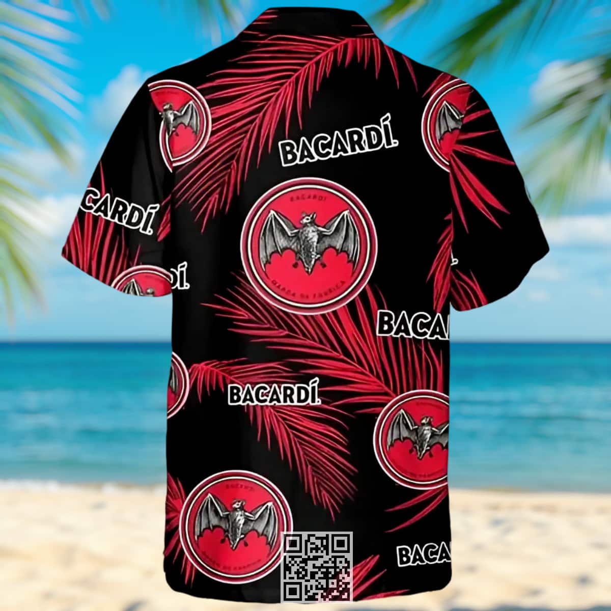 Bacardi Hawaiian Shirt Palm Leaves Pattern Bacardi Hawaiian Shirt Palm Leaves Pattern