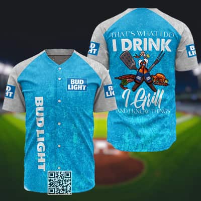 Bud Light Beer Baseball Jersey I Drink I Grill