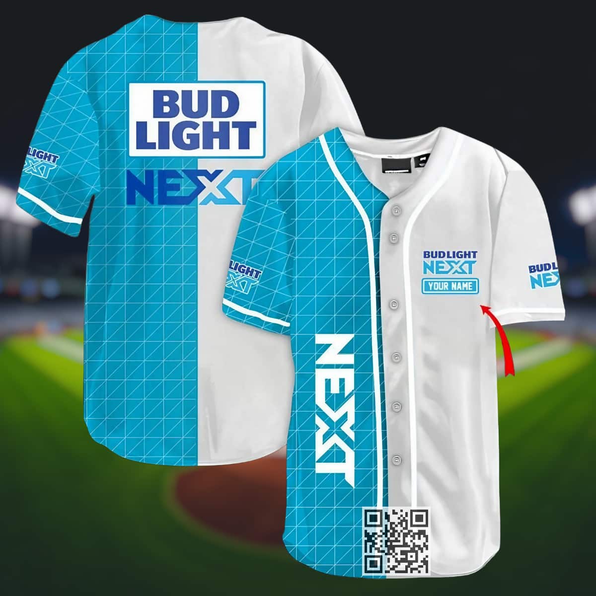 Personalized Bud Light Next Baseball Jersey Plaid And White Split Custom Name Personalized Bud Light Next Baseball Jersey Plaid And White Split Custom Name