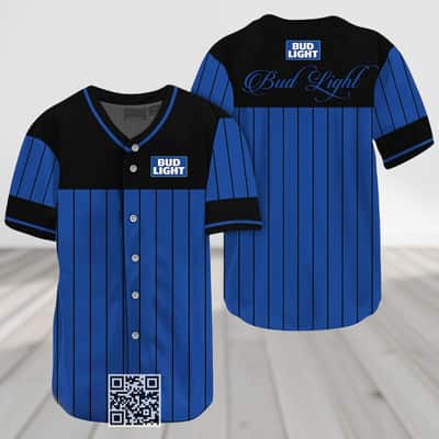 Bud Light Beer Baseball Jersey Sleek Black Vertical Striped