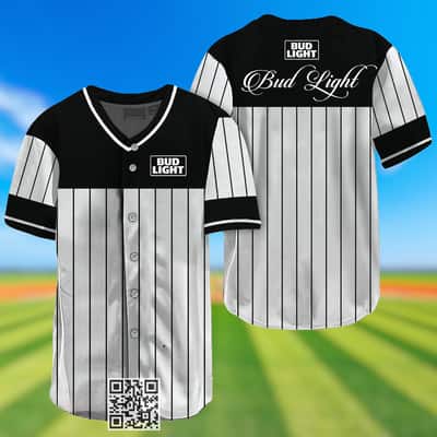 Bud Light Baseball Jersey Sleek Black Vertical Striped Bud Light Baseball Jersey Sleek Black Vertical Striped