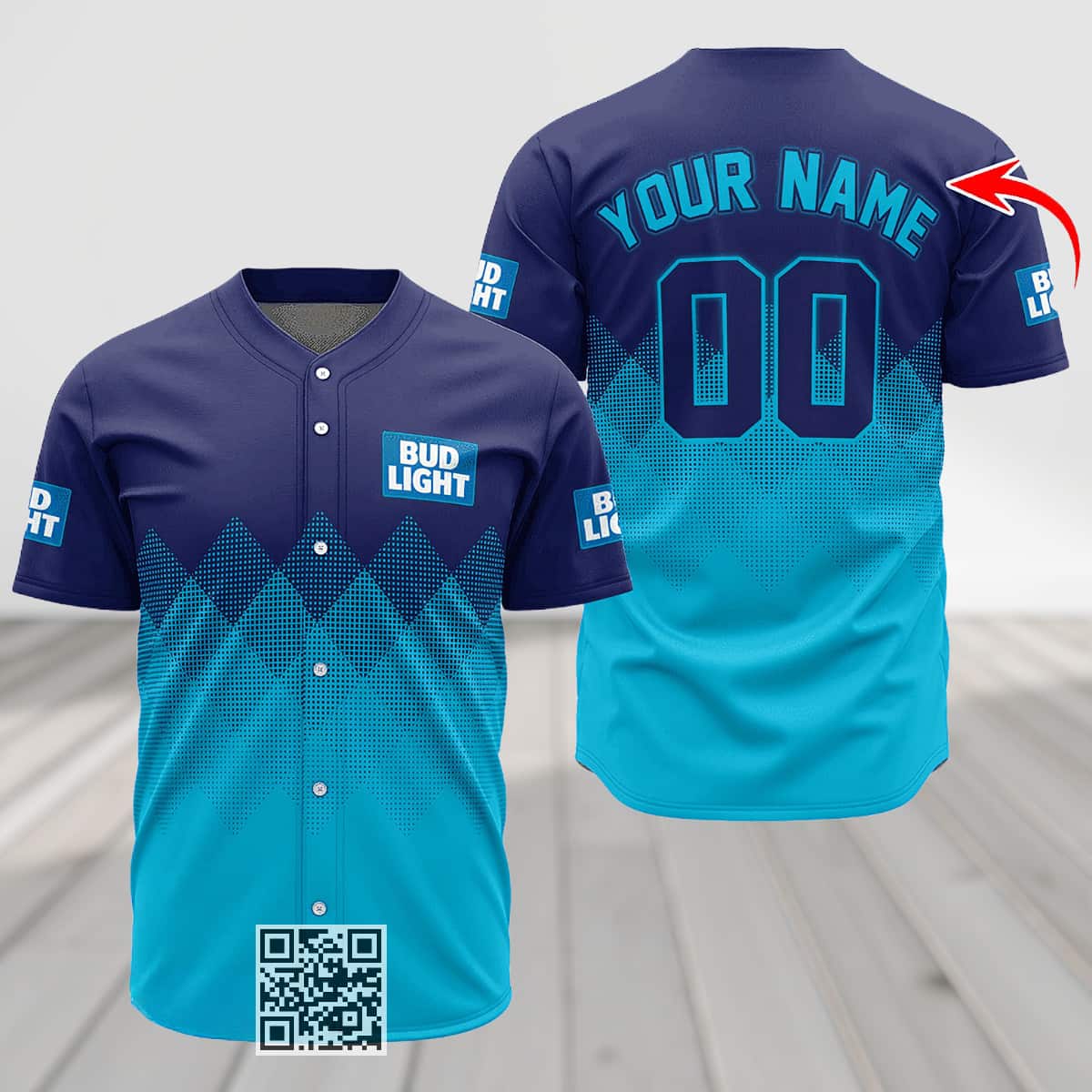 Personalized Bud Light Beer Baseball Jersey Blue Halftone Custom Name Personalized Bud Light Beer Baseball Jersey Blue Halftone Custom Name