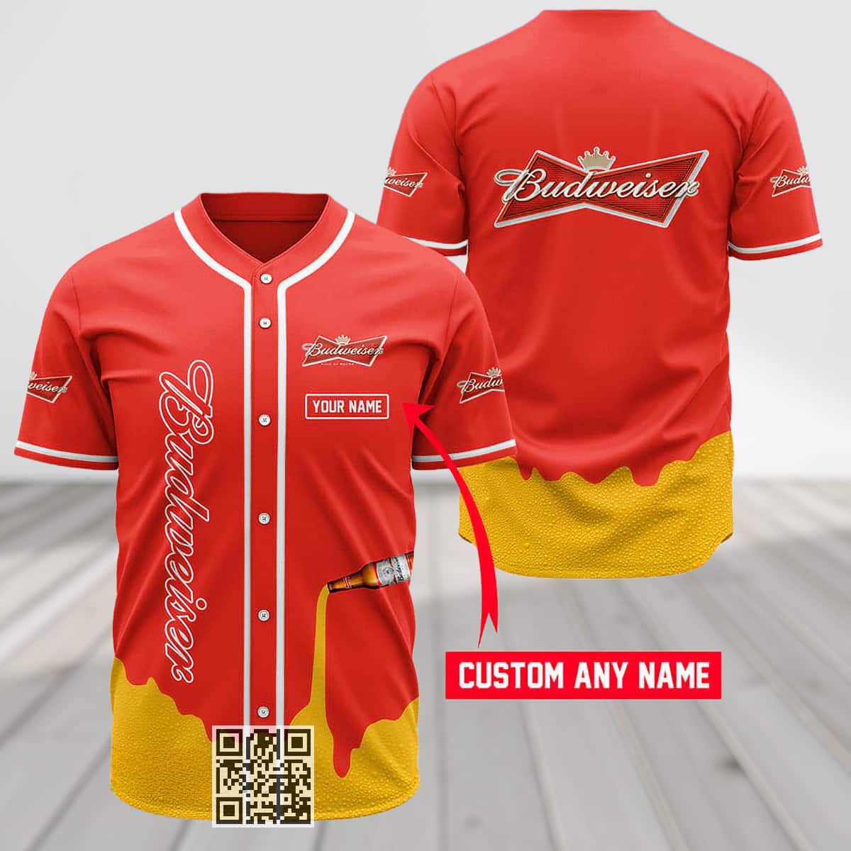 Personalized Budweiser Baseball Jersey Beer Lovers Gift Custom Name Personalized Budweiser Baseball Jersey Beer Lovers Gift Custom Name
