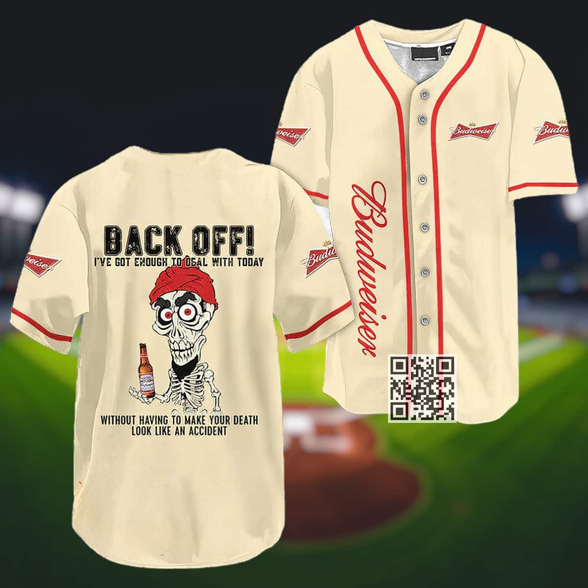 Achmed Budweiser Beer Baseball Jersey Back Off Achmed Budweiser Beer Baseball Jersey Back Off