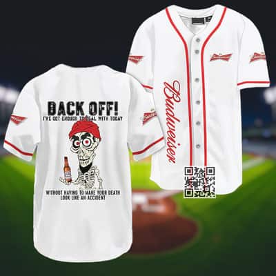 White Achmed Budweiser Beer Baseball Jersey Back Off