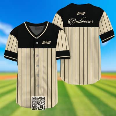Black Vertical Striped Budweiser Baseball Jersey Beer Lovers Gift