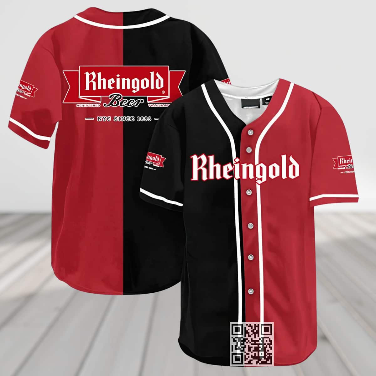 Black And Crimson Split Rheingold Baseball Jersey Beer Lovers Gift Black And Crimson Split Rheingold Baseball Jersey Beer Lovers Gift