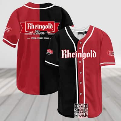 Black And Crimson Split Rheingold Baseball Jersey Beer Lovers Gift