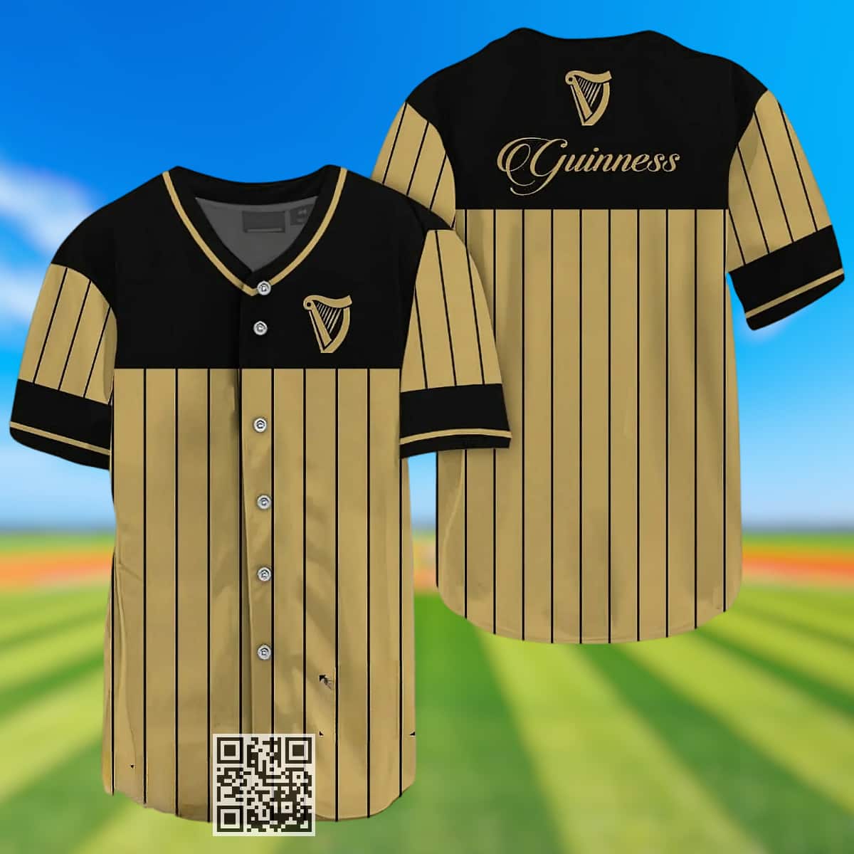 Guinness Baseball Jersey Sleek Black Vertical Striped Guinness Baseball Jersey Sleek Black Vertical Striped