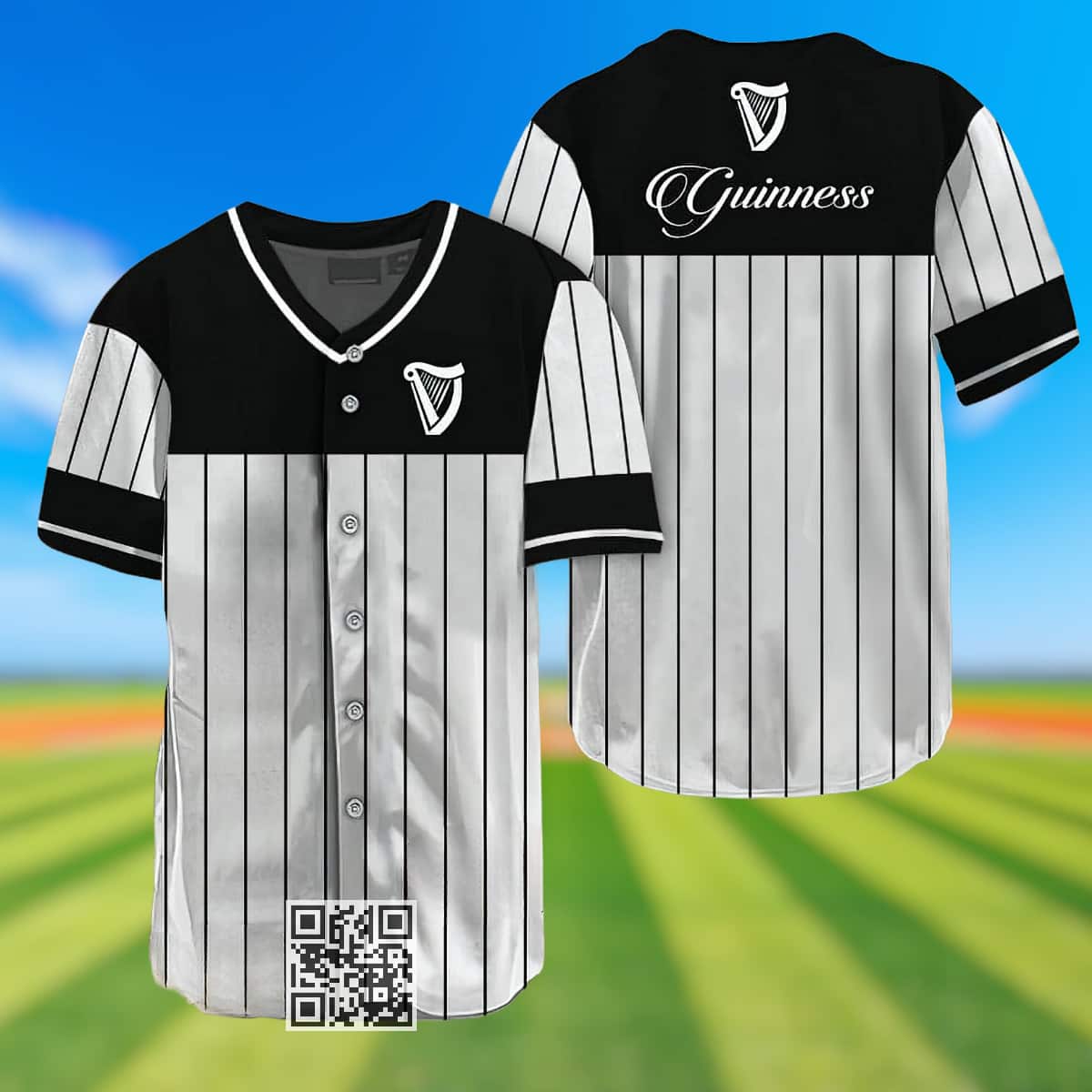 Sleek Black Vertical Striped Guinness Baseball Jersey Gift For Best Friends Sleek Black Vertical Striped Guinness Baseball Jersey Gift For Best Friends
