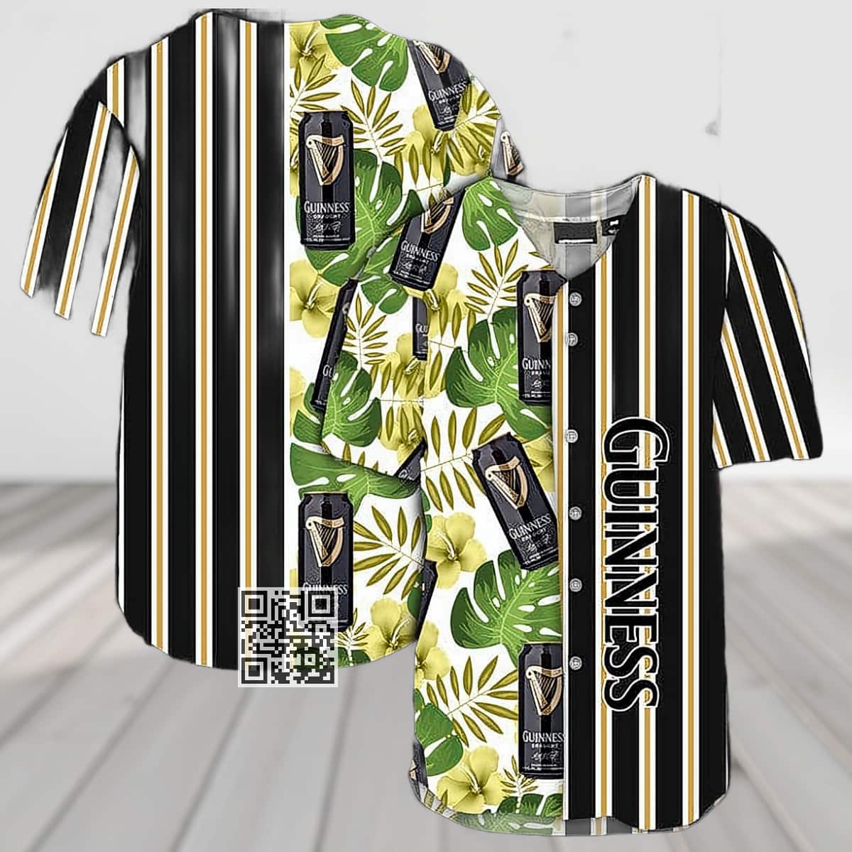 Guinness Beer Baseball Jersey Striped Tropical Guinness Beer Baseball Jersey Striped Tropical
