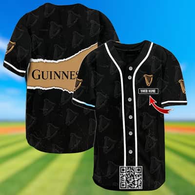 Personalized Black Guinness Beer Baseball Jersey Custom Name Personalized Black Guinness Beer Baseball Jersey Custom Name