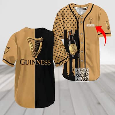 Personalized Guinness Beer Baseball Jersey US Flag Custom Name