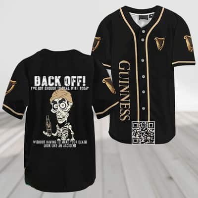 Black Achmed Back Off With Guinness Beer Baseball Jersey