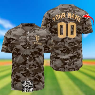 Personalized Guinness Beer Baseball Jersey Brown Camouflage Custom Name Number