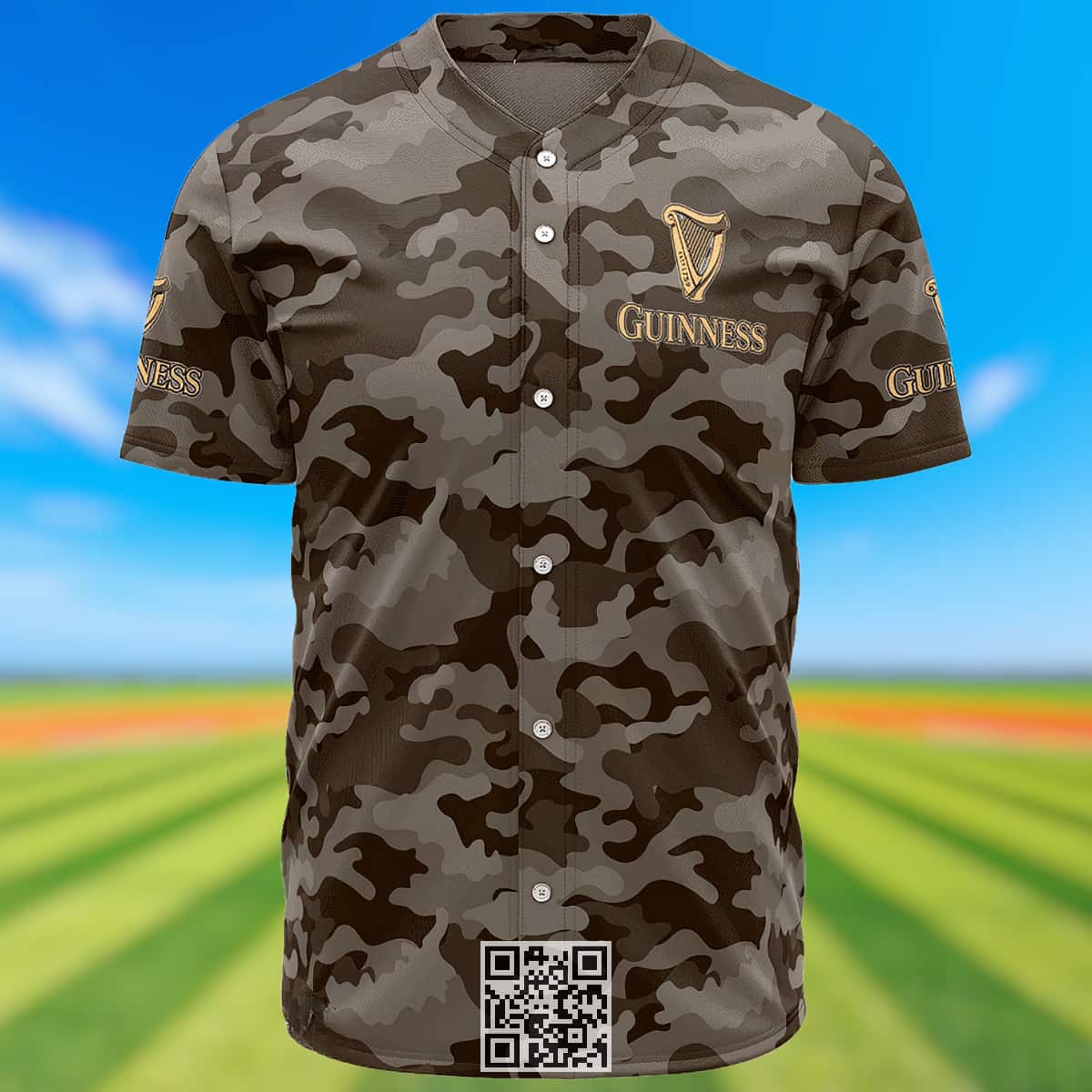 Personalized Guinness Beer Baseball Jersey Brown Camouflage Custom Name Number Personalized Guinness Beer Baseball Jersey Brown Camouflage Custom Name Number