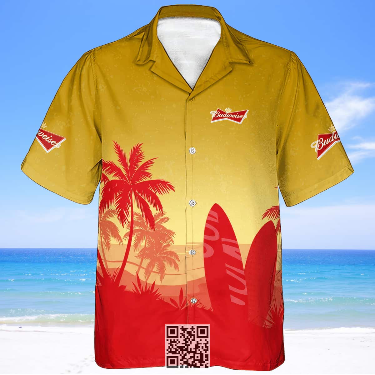 Personalized Budweiser Beer Hawaiian Shirt Surfboard Palm Tree Custom Name Personalized Budweiser Beer Hawaiian Shirt Surfboard Palm Tree Custom Name
