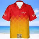 Personalized Budweiser Beer Hawaiian Shirt Yellow And Red Halftone Custom Name Number Personalized Budweiser Beer Hawaiian Shirt Yellow And Red Halftone Custom Name Number