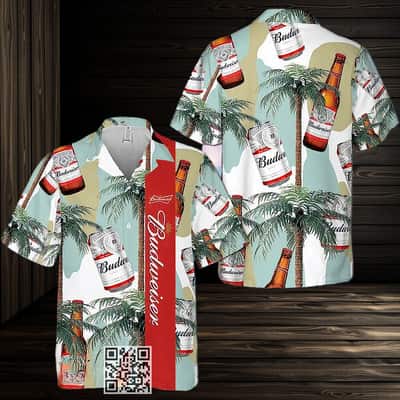 Aloha Budweiser Beer Hawaiian Shirt Tropical Coconut Tree